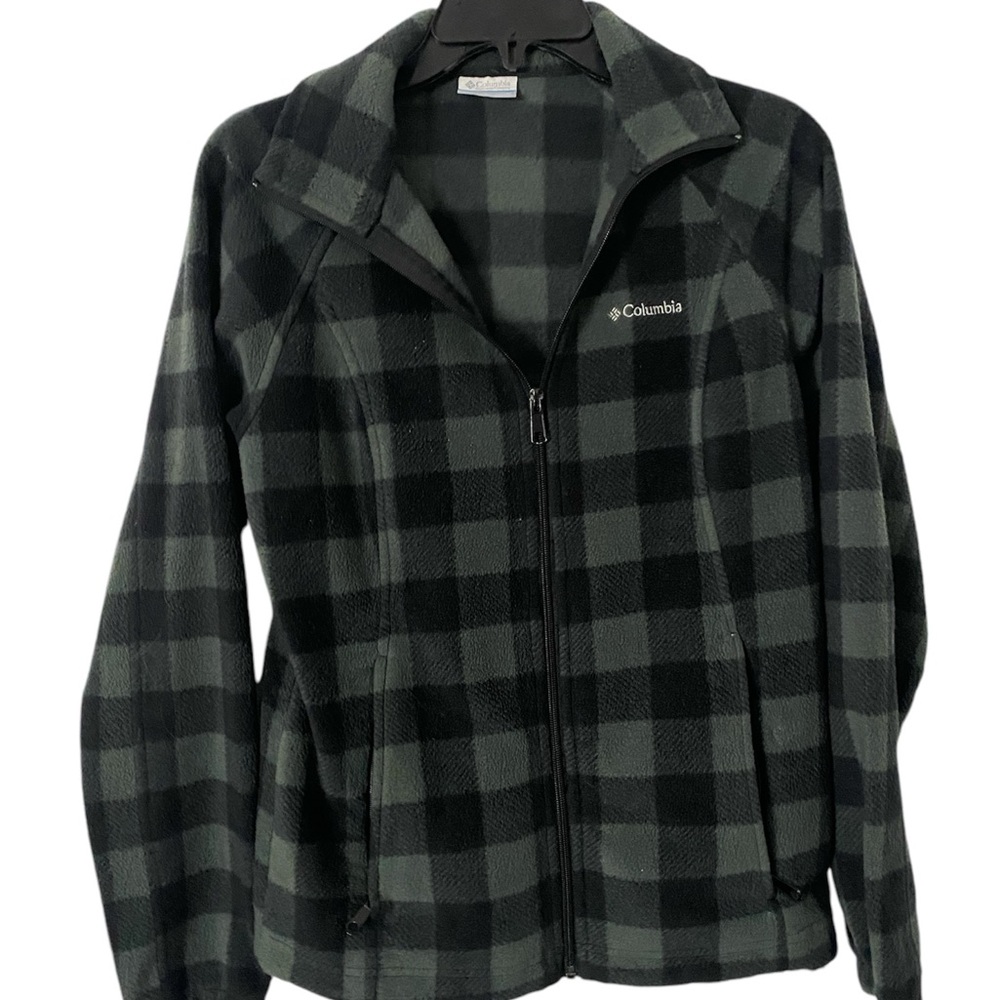 Columbia Zip Up Fleece Size Medium Black & Green